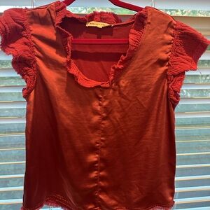 MELISSA NEPTON Red Ruffle Blouse